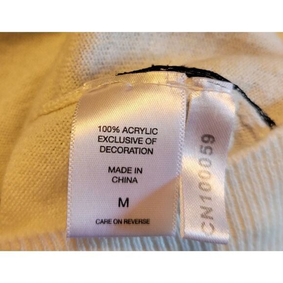 New York & Company Women's White Button Up Sweater with Black Lace Size Medium - Picture 6 of 6